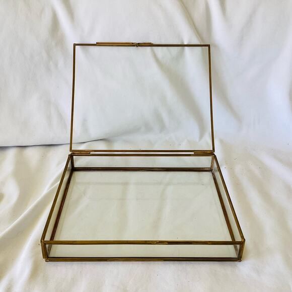Brass Rim Rectangular Glass Tray - Picture 2 of 5